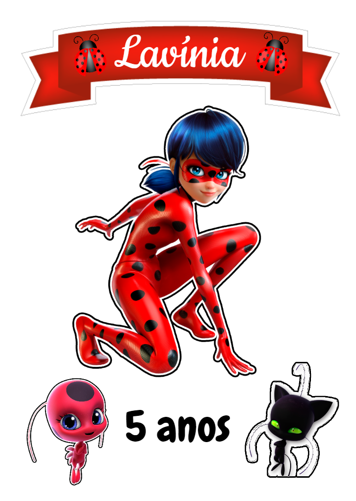Topo de Bolo Ladybug para Aniversário para Editar Online Topo de Bolo Ladybug para Aniversário para Editar Online