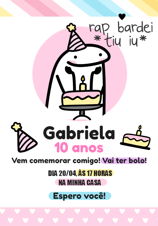 Convite de Aniversário Flork Menina para Editar Online Convite de Aniversário Flork Menina para Editar Online