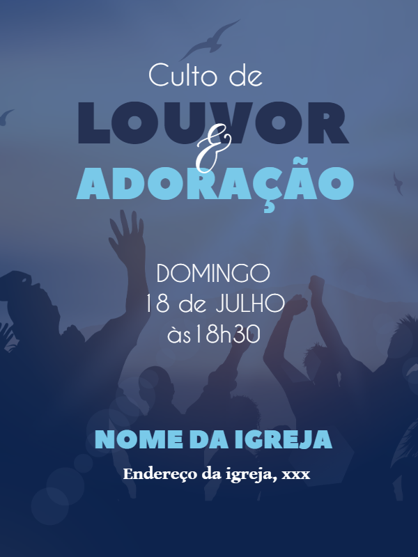 Folheto para Culto de Louvor e Adoração para Editar Online Folheto para Culto de Louvor e Adoração para Editar Online