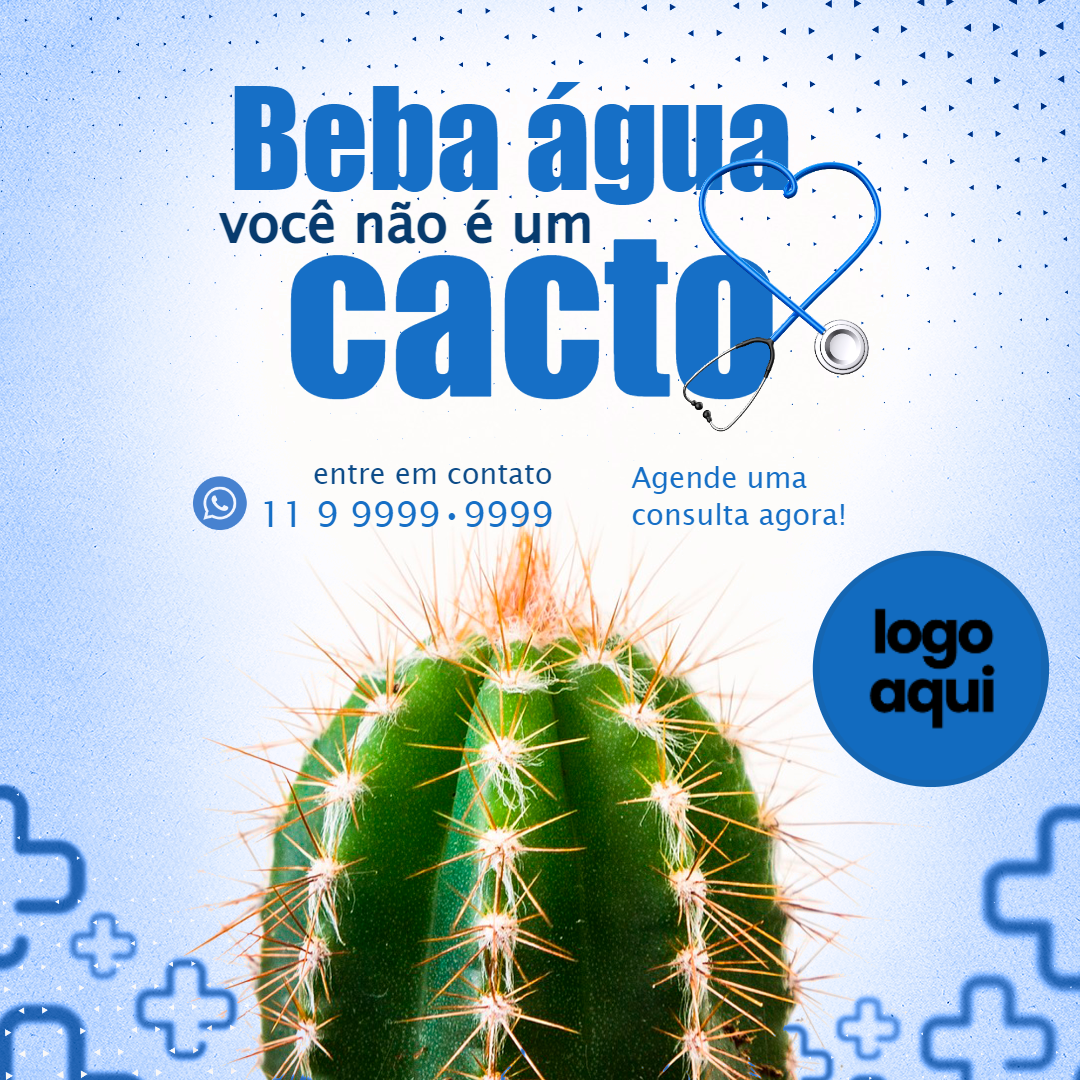 Post de Saúde e Hidratação com Cacto para Editar Online Post de Saúde e Hidratação com Cacto para Editar Online
