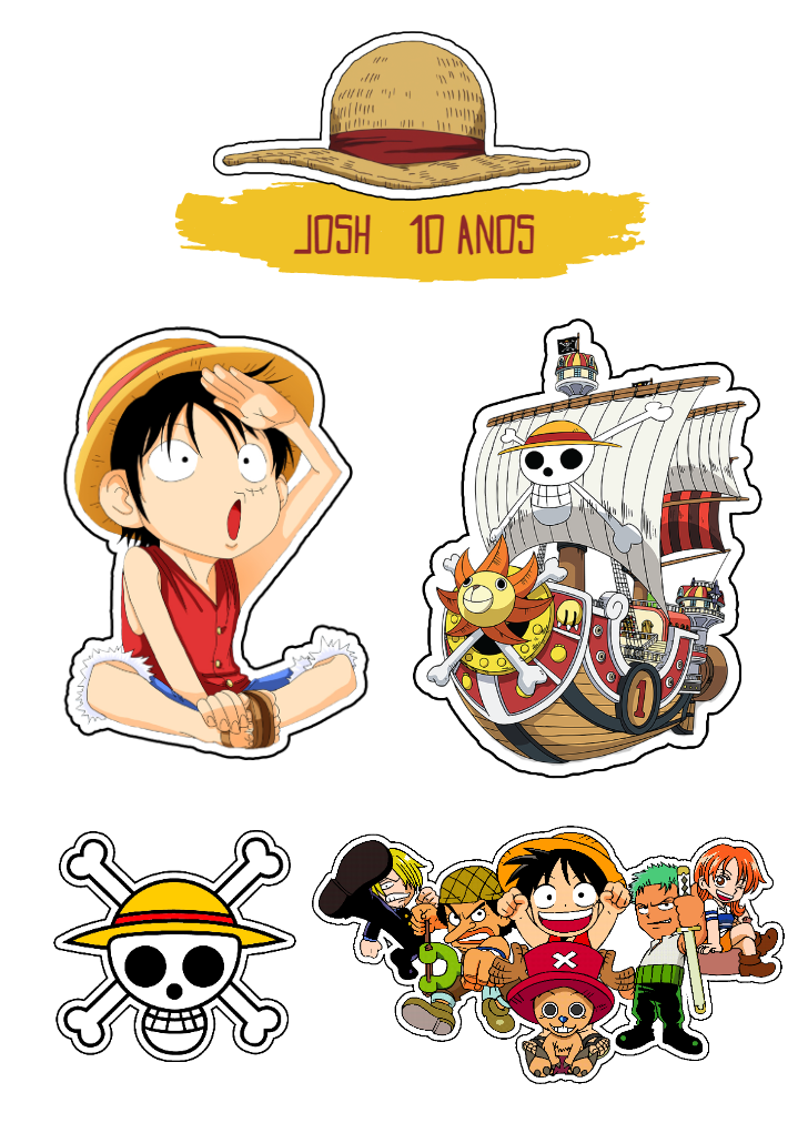 Topo de Bolo One Piece com Personagens para Editar Online Topo de Bolo One Piece com Personagens para Editar Online