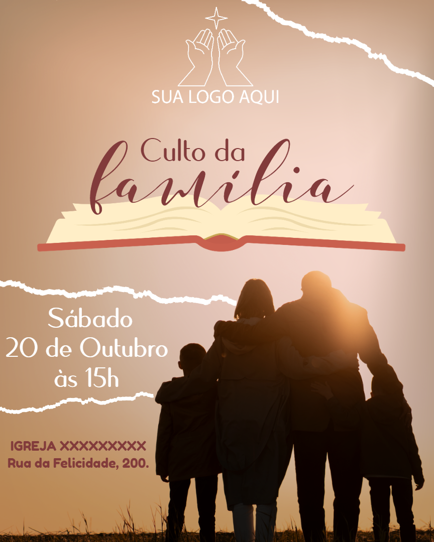 Convite para Culto da Família Editável Online Convite para Culto da Família Editável Online