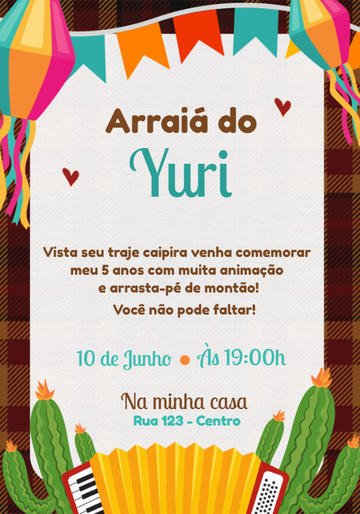 Convite Aniversário Festa Junina Caipira para Editar Online Convite Aniversário Festa Junina Caipira para Editar Online