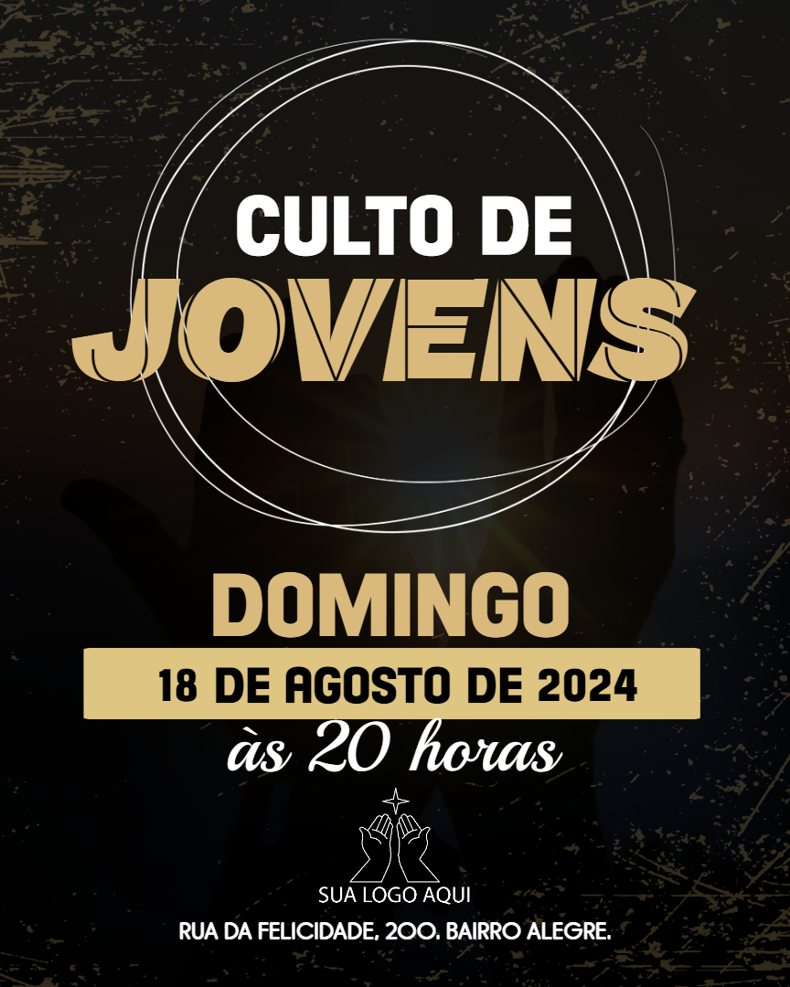 Convite para Culto de Jovens Moderno para Editar Online Convite para Culto de Jovens Moderno para Editar Online