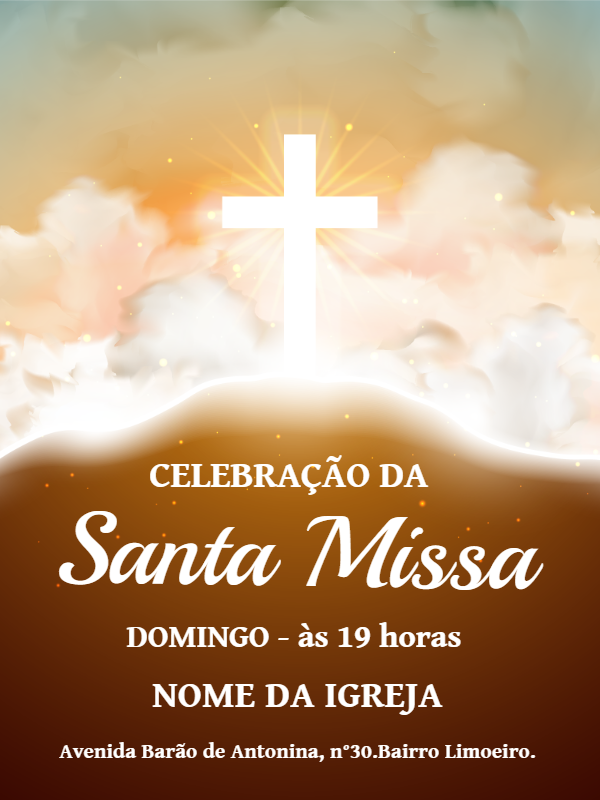 Folheto de Missa com Cruz Iluminada para Editar Online Folheto de Missa com Cruz Iluminada para Editar Online