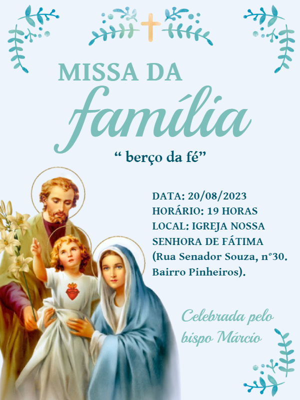 Convite para Missa da Família com Sagrada Família para Editar Convite para Missa da Família com Sagrada Família para Editar