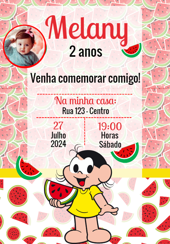 Convite Aniversário Magali com Foto para Editar Online Convite Aniversário Magali com Foto para Editar Online