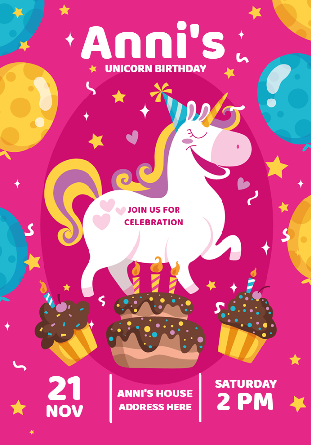 Unicorn Birthday Invitation Template to Edit Online Unicorn Birthday Invitation Template to Edit Online