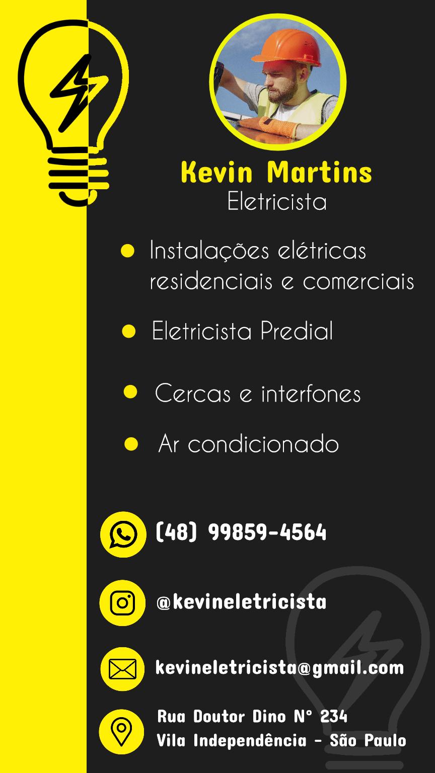 Cartão de Visita Eletricista com Foto para Editar Online Cartão de Visita Eletricista com Foto para Editar Online