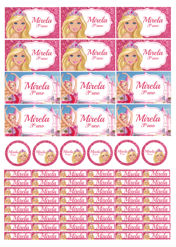 Etiqueta Escolar Barbie: Kit Completo para Editar e Imprimir Etiqueta Escolar Barbie: Kit Completo para Editar e Imprimir