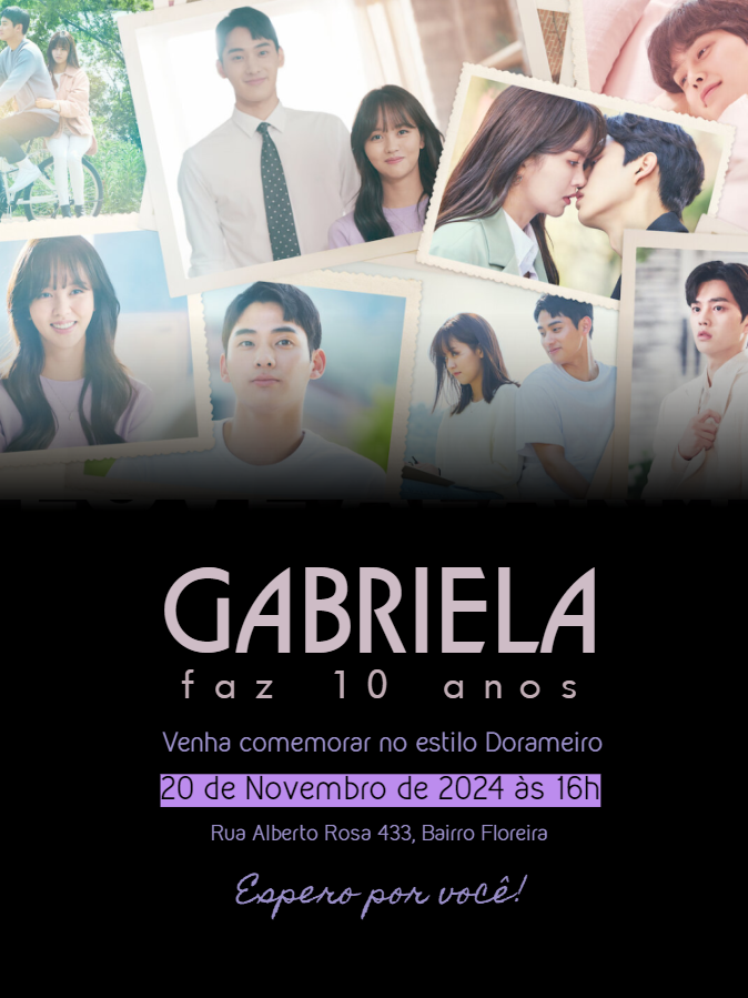 Convite de Aniversário Dorama com Fotos para Editar Online Convite de Aniversário Dorama com Fotos para Editar Online