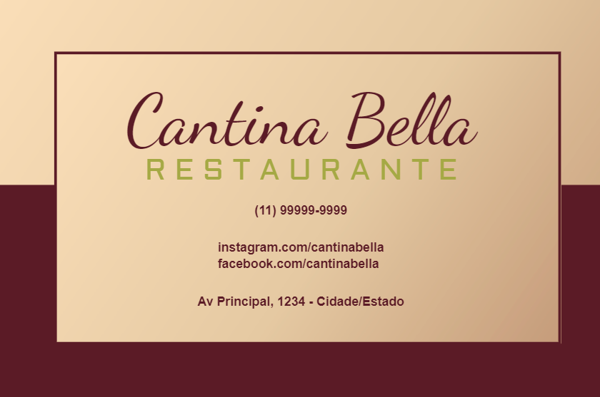 Cartão de Visita para Restaurante Elegante para Editar Online Cartão de Visita para Restaurante Elegante para Editar Online