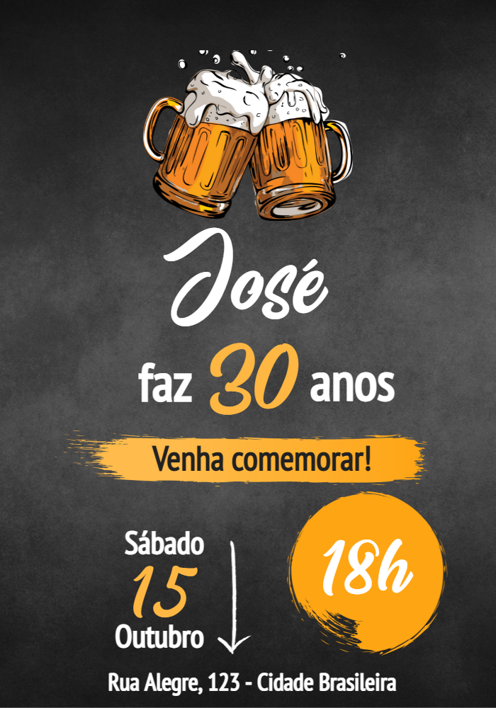 Convite de Aniversário Bar e Boteco para Editar Online Convite de Aniversário Bar e Boteco para Editar Online