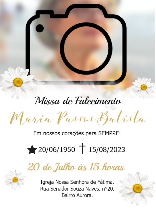 Convite Missa de Sétimo Dia com Foto Floral para Editar Online Convite Missa de Sétimo Dia com Foto Floral para Editar Online