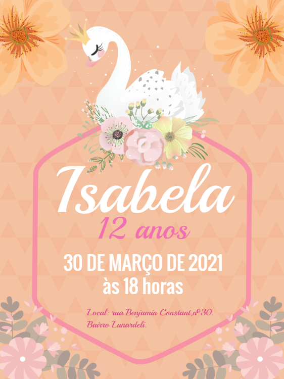 Convite de Aniversário Cisne Princesa para Editar Online Convite de Aniversário Cisne Princesa para Editar Online