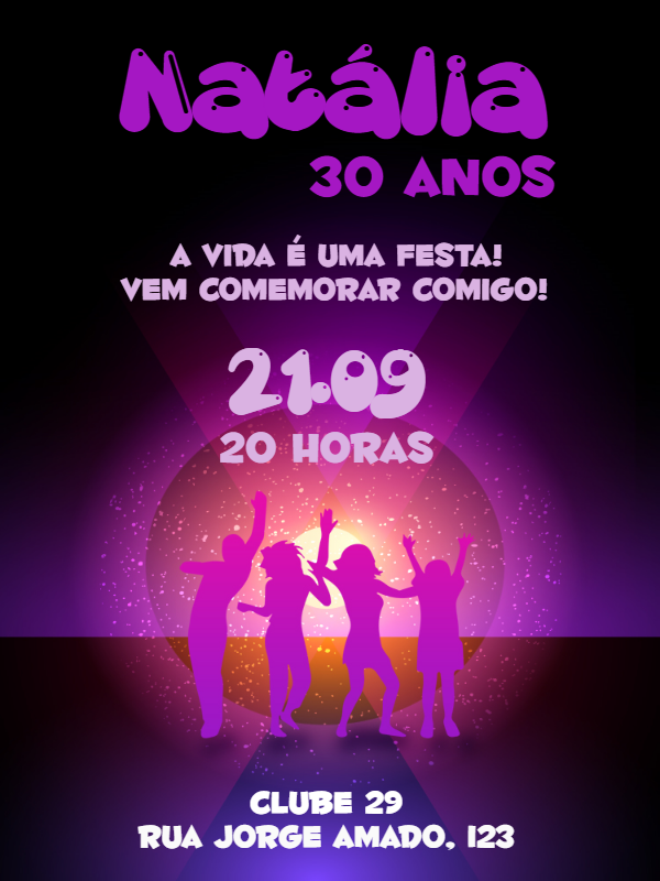 Convite de Aniversário Neon Balada para Editar Online Convite de Aniversário Neon Balada para Editar Online