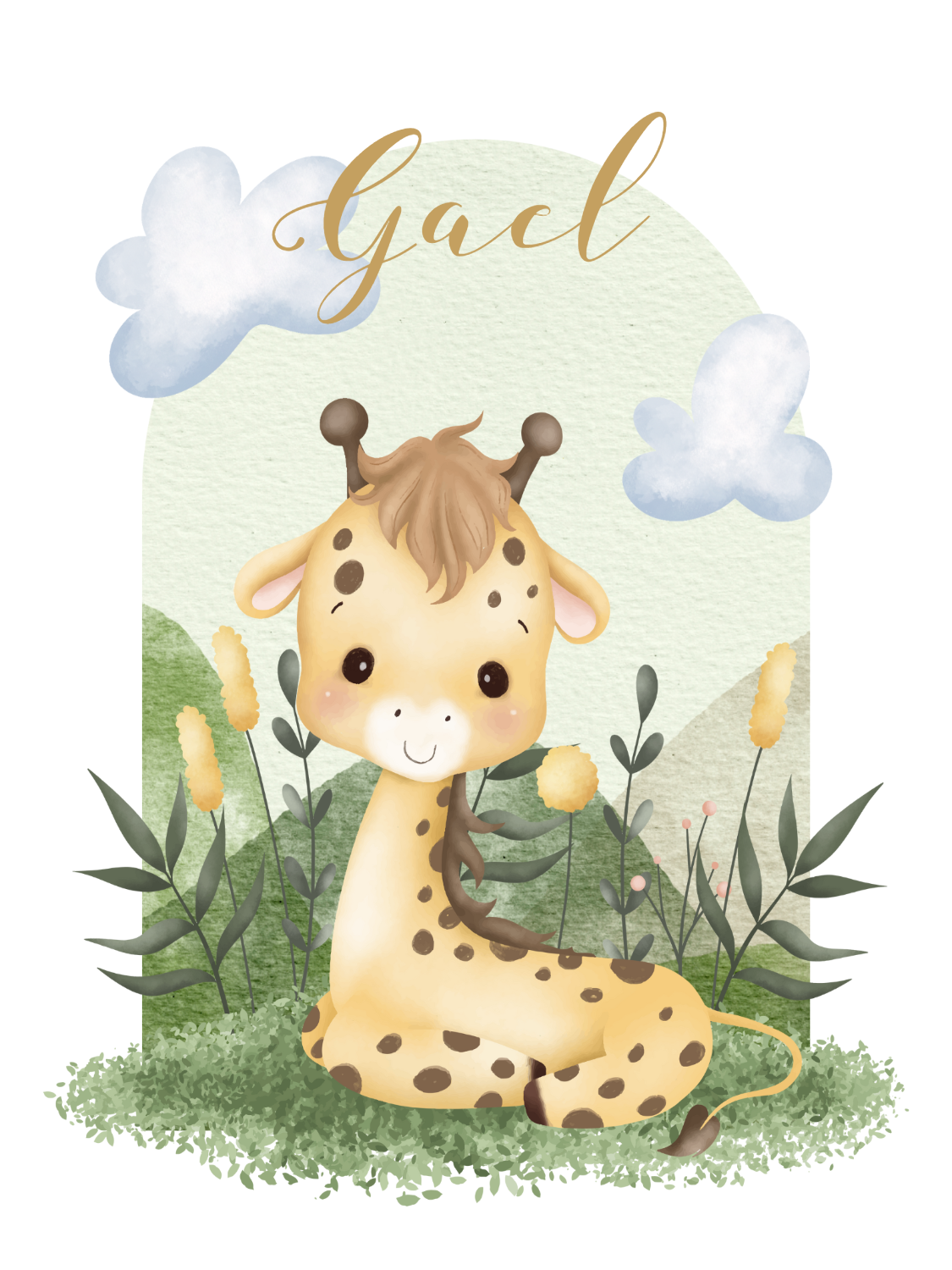 Quadro Decorativo Girafa Aquarela para Editar Online Quadro Decorativo Girafa Aquarela para Editar Online