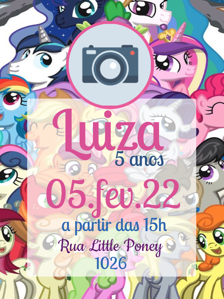 Convite Aniversário My Little Pony com Foto para Editar Online Convite Aniversário My Little Pony com Foto para Editar Online