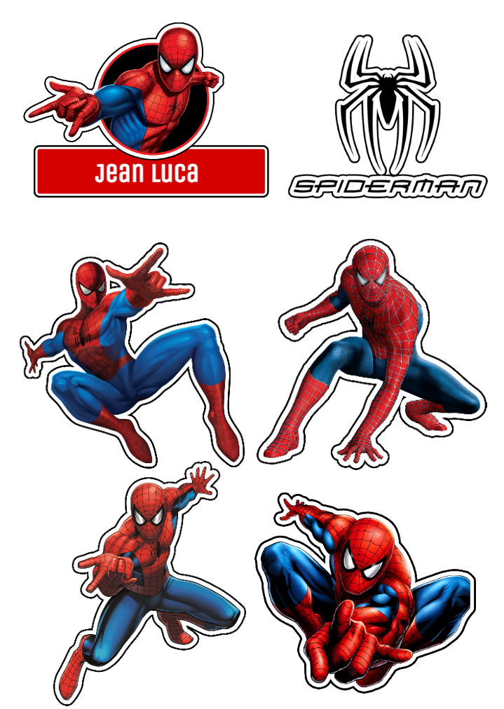 Topo de Bolo Homem Aranha: Kit de Elementos para Editar Topo de Bolo Homem Aranha: Kit de Elementos para Editar