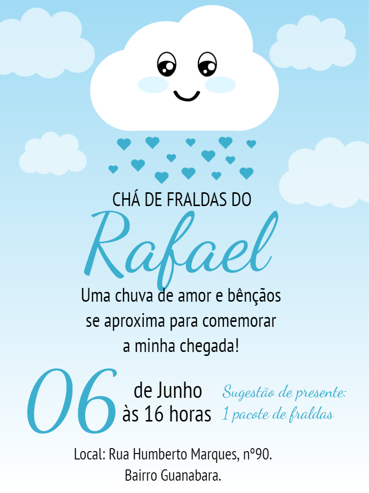 Convite Chá de Fraldas Chuva de Amor para Editar Online Convite Chá de Fraldas Chuva de Amor para Editar Online