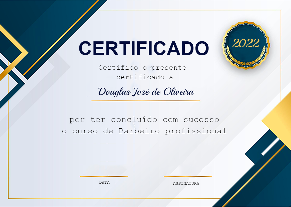 Certificado de Barbeiro Profissional para Editar Online