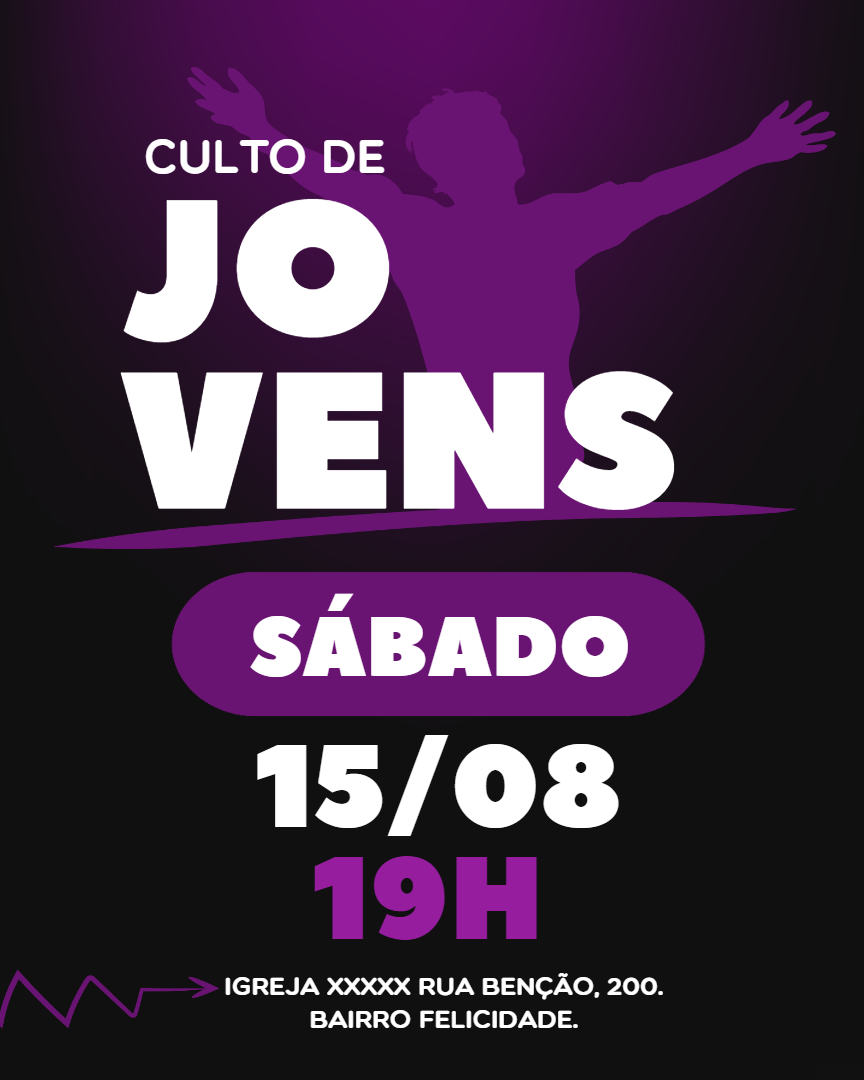 Cartaz para Culto de Jovens Moderno para Editar Online Cartaz para Culto de Jovens Moderno para Editar Online