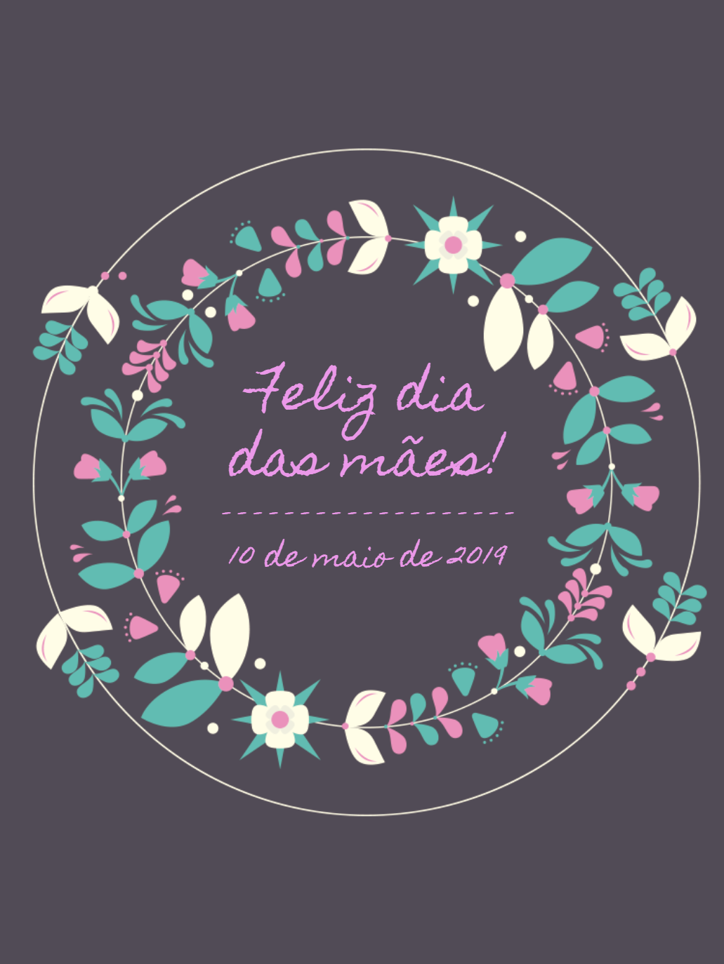 Cartão Dia das Mães com Guirlanda Floral para Editar Online Cartão Dia das Mães com Guirlanda Floral para Editar Online