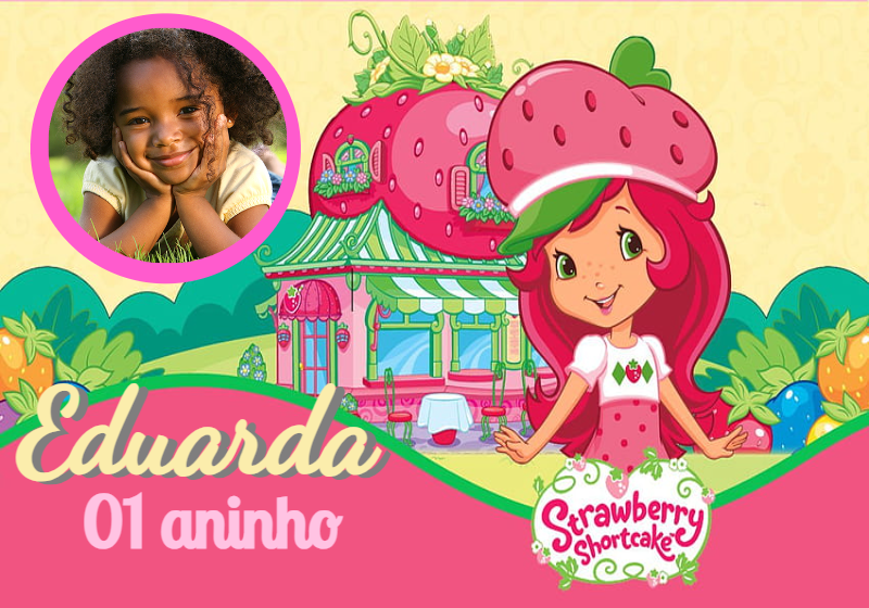 Painel de Aniversário Moranguinho com Foto para Editar Online Painel de Aniversário Moranguinho com Foto para Editar Online