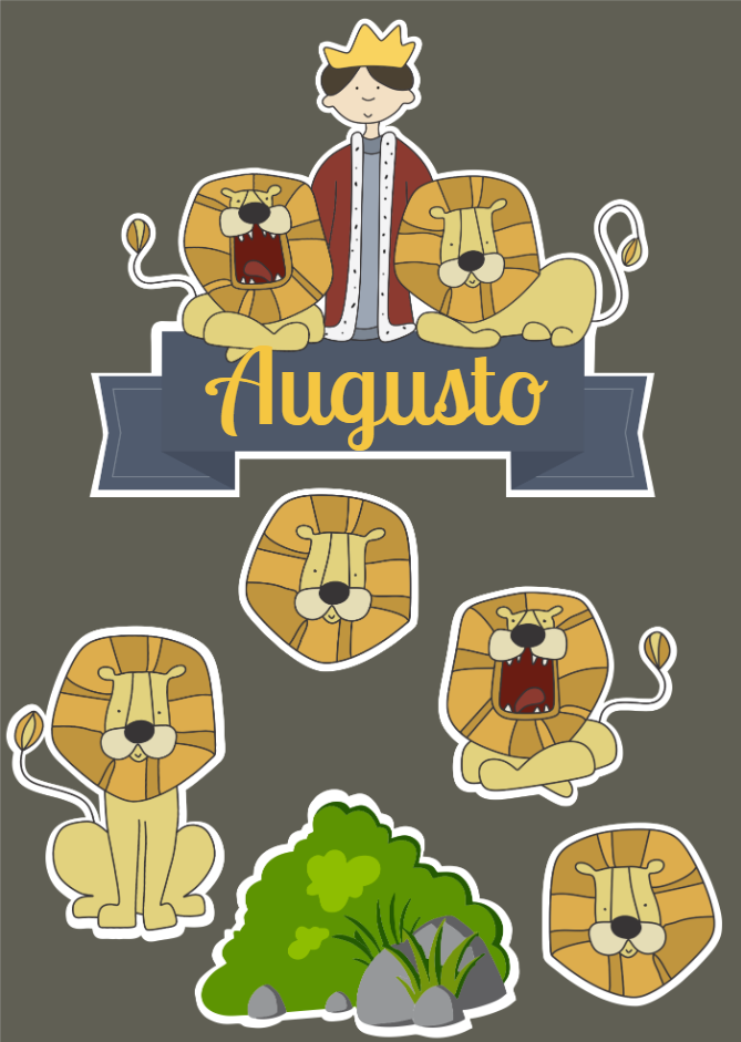 Topo de Bolo Festa Reizinho e Leões para Editar Online Topo de Bolo Festa Reizinho e Leões para Editar Online