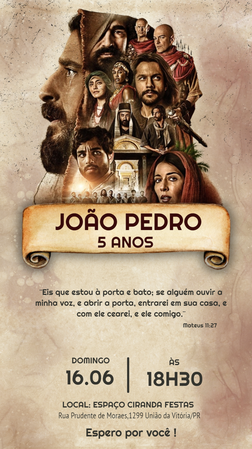 Convite Aniversário The Chosen Os Escolhidos para Editar Online Convite Aniversário The Chosen Os Escolhidos para Editar Online