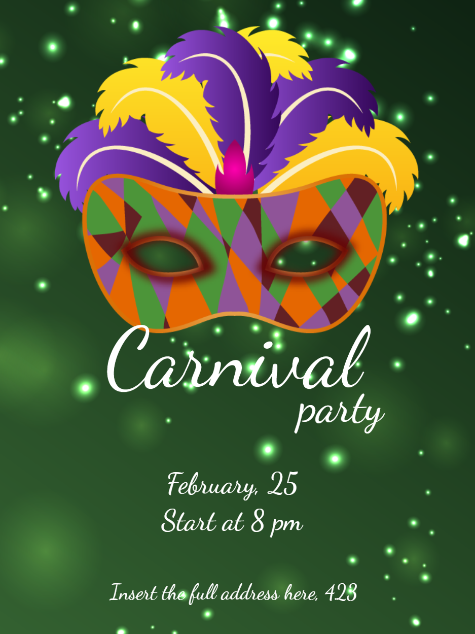 Carnival Party Invitation with Colorful Mask to Edit Online Carnival Party Invitation with Colorful Mask to Edit Online