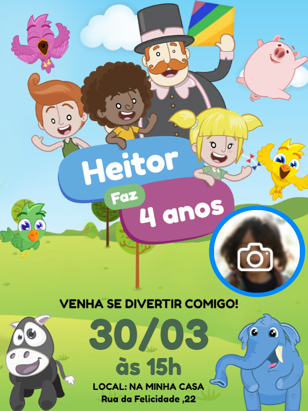 Convite Aniversário Mundo Bita com Foto para Editar Online Convite Aniversário Mundo Bita com Foto para Editar Online