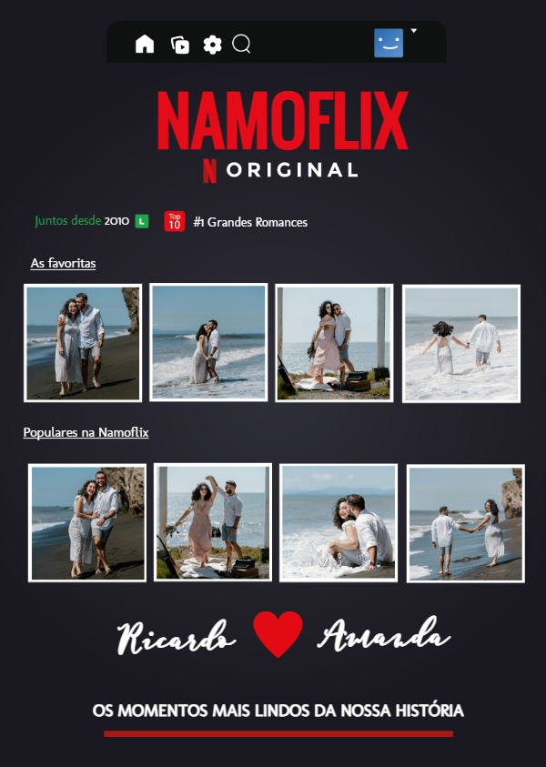 Quadro Namoflix Editável: Surpreenda seu Amor com Fotos Quadro Namoflix Editável: Surpreenda seu Amor com Fotos