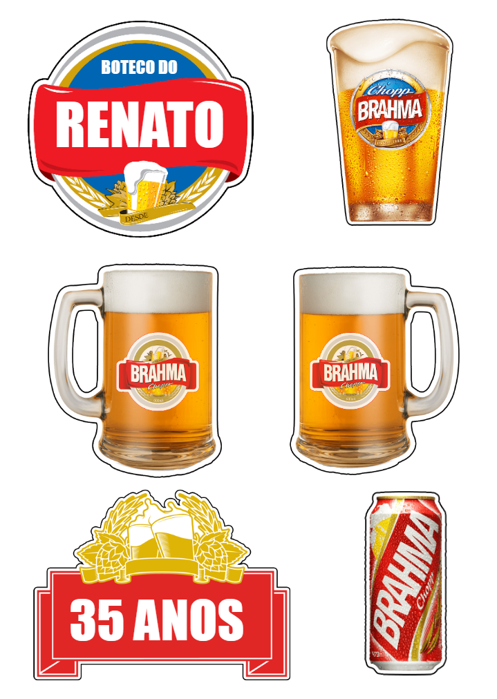 Topo de Bolo Tema Cerveja Boteco Editável para Imprimir Topo de Bolo Tema Cerveja Boteco Editável para Imprimir