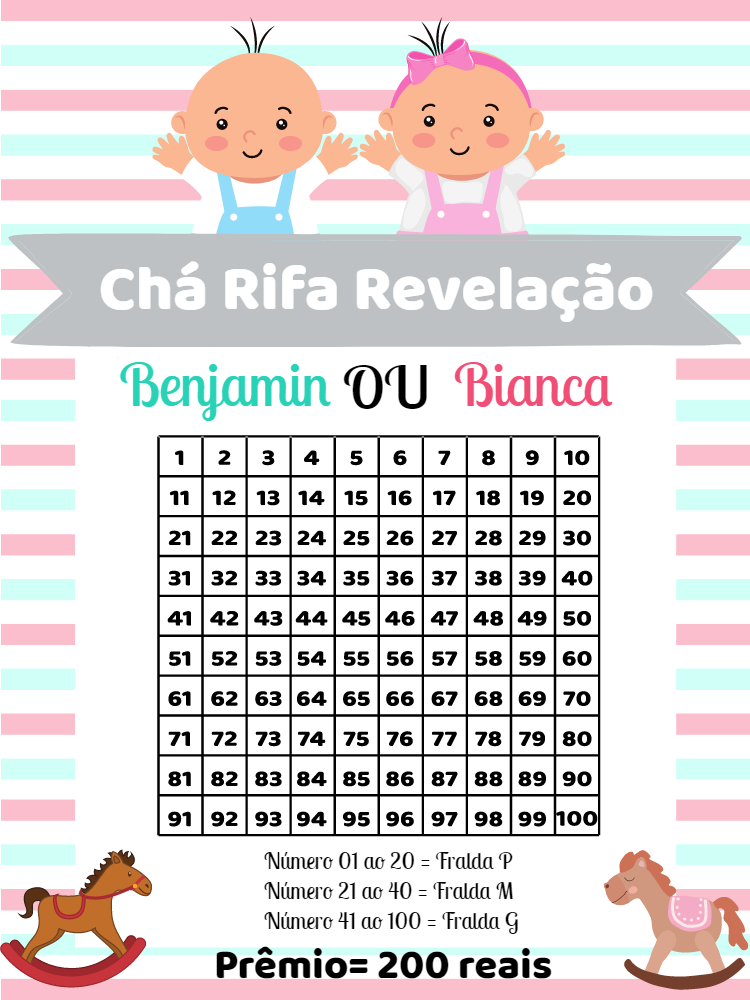 Rifa Chá Revelação Bebês para Editar e Imprimir Online Rifa Chá Revelação Bebês para Editar e Imprimir Online