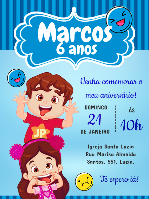 Convite de Aniversário Maria Clara e JP para Editar Online Convite de Aniversário Maria Clara e JP para Editar Online