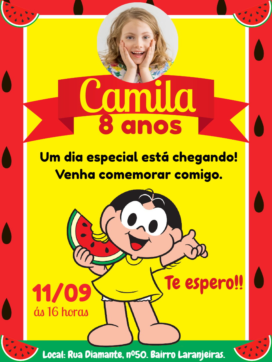 Convite de Aniversário Magali com Foto para Editar Online Convite de Aniversário Magali com Foto para Editar Online