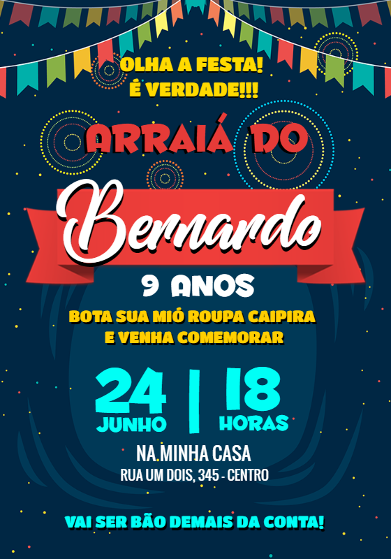 Convite Arraiá de Aniversário Festa Junina para Editar Online Convite Arraiá de Aniversário Festa Junina para Editar Online