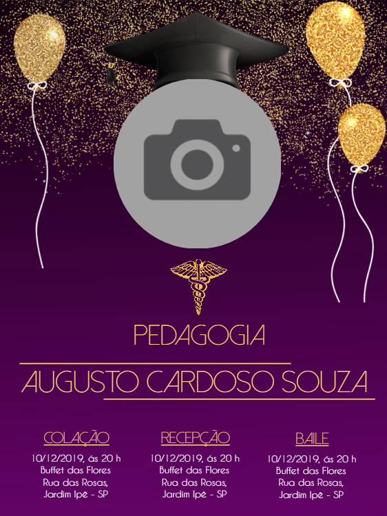 Convite de Formatura Pedagogia com Foto para Editar Online Convite de Formatura Pedagogia com Foto para Editar Online