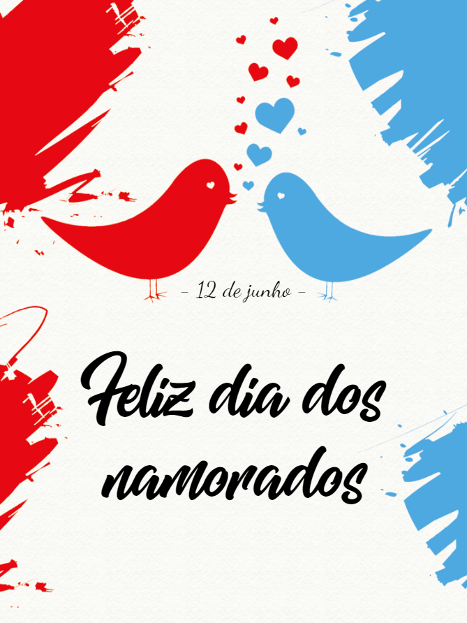 Arte Dia dos Namorados com Pássaros Apaixonados para Editar Arte Dia dos Namorados com Pássaros Apaixonados para Editar