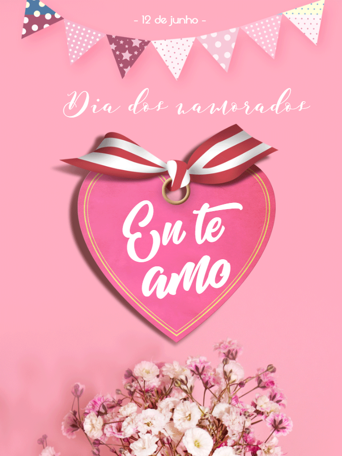 Cartão de Dia dos Namorados com Coração para Editar Online Cartão de Dia dos Namorados com Coração para Editar Online