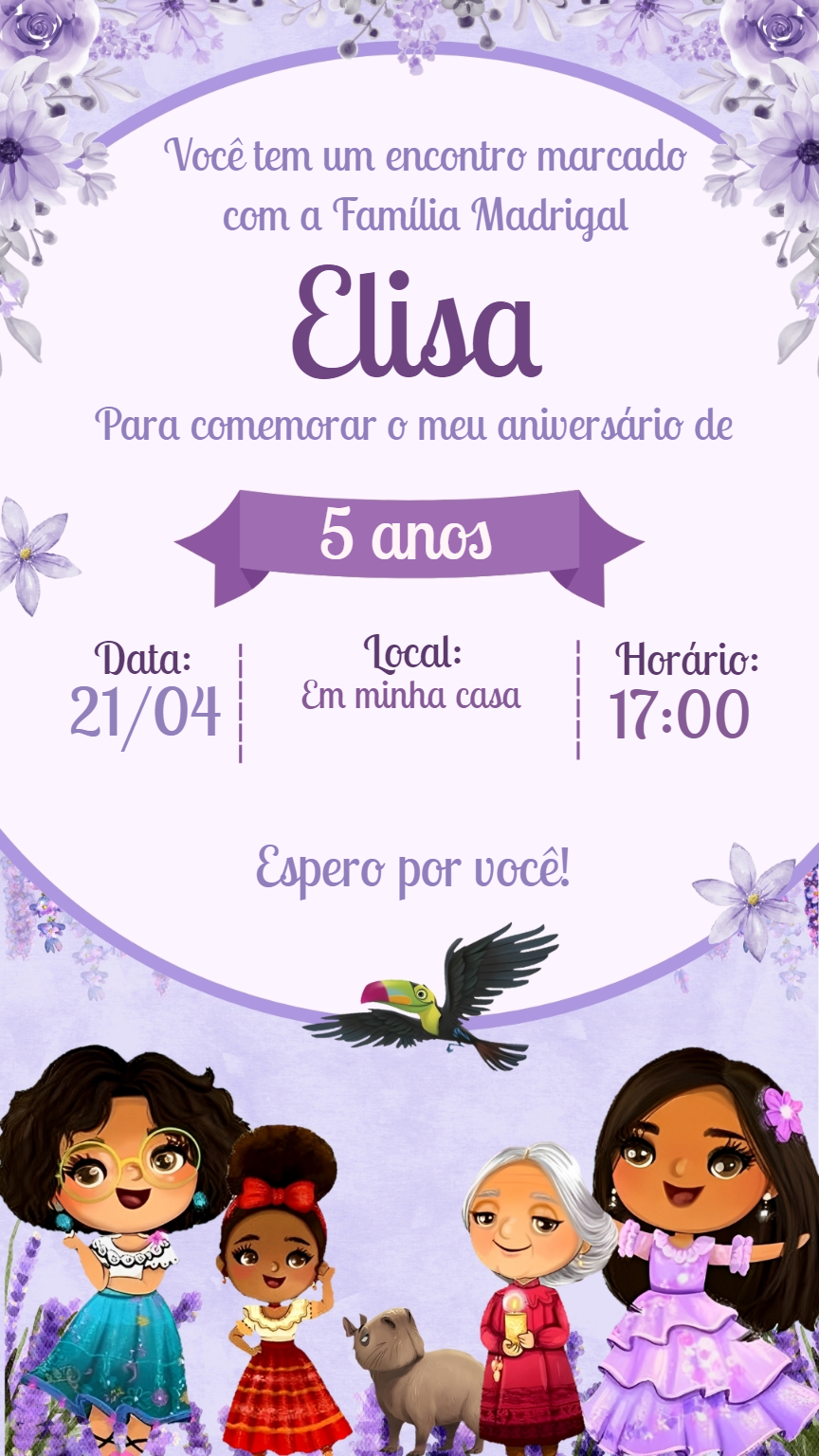 Convite Aniversário Encanto Família Madrigal para Editar Online Convite Aniversário Encanto Família Madrigal para Editar Online