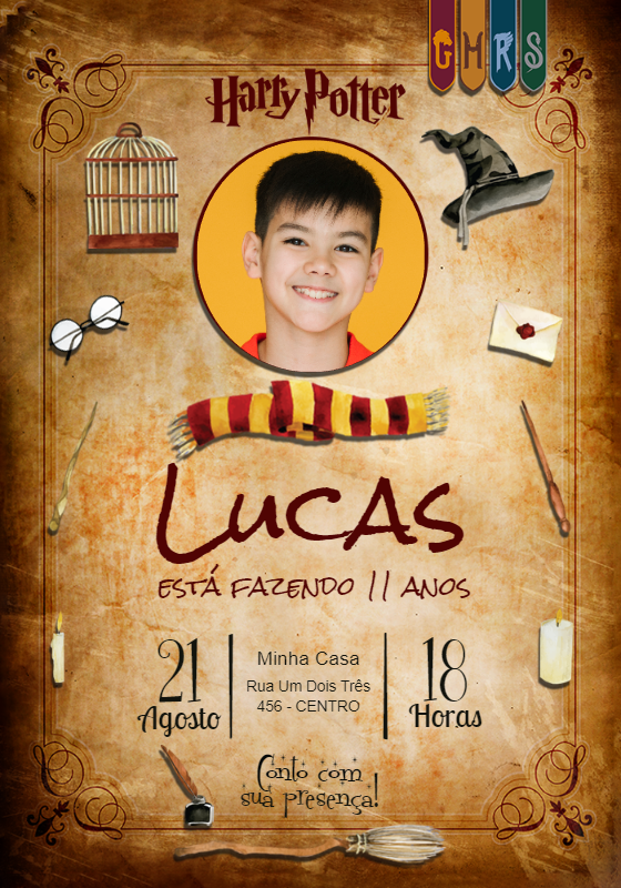 Convite Aniversário Harry Potter com Foto para Editar Online Convite Aniversário Harry Potter com Foto para Editar Online