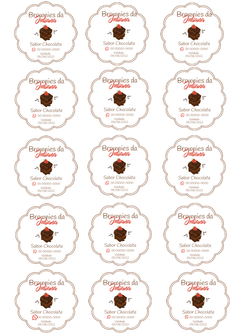 Rótulo Adesivo para Brownies para Editar Online Rótulo Adesivo para Brownies para Editar Online