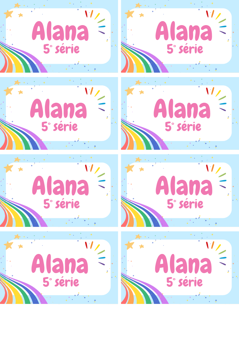 Etiqueta Escolar Arco Íris Colorido para Editar e Imprimir Etiqueta Escolar Arco Íris Colorido para Editar e Imprimir