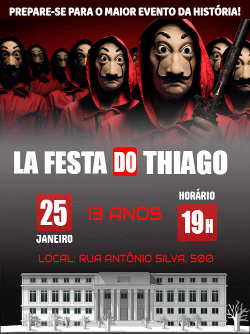 Convite Aniversário La Casa de Papel Editável Online Convite Aniversário La Casa de Papel Editável Online