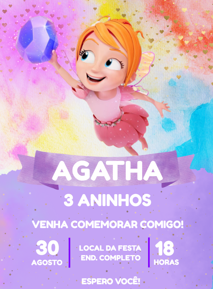 Convite Aniversário Fadinha Aquarela para Editar Online Convite Aniversário Fadinha Aquarela para Editar Online