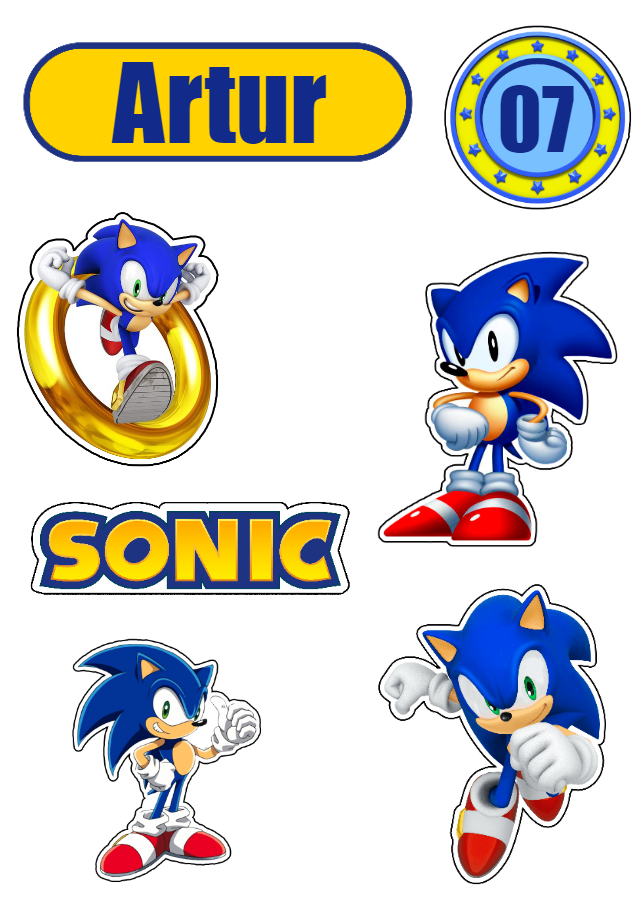 Topo de Bolo Aniversário Sonic para Editar e Imprimir Topo de Bolo Aniversário Sonic para Editar e Imprimir
