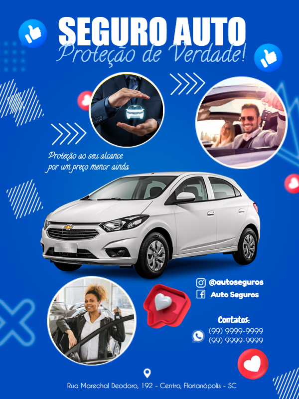 Post para Seguro de Carro: Arte Editável para Divulgar Post para Seguro de Carro: Arte Editável para Divulgar