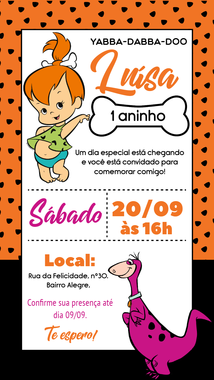 Convite Aniversário Pedrita Flintstones para Editar Online Convite Aniversário Pedrita Flintstones para Editar Online